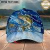 Maxcorners Fishing Ocean Marble Splash Personalized Name 3D Cap (12 Fish Species)