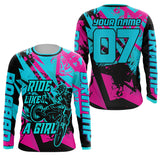 Ride Like A Girl Personalized MX Racing Jersey Girls Women Motocross Dirt Bike Long Sleeves