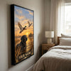 Maxcorners Duck Hunting Black Labrador Flying Mallards Sunset Personalized Canvas Wall Art