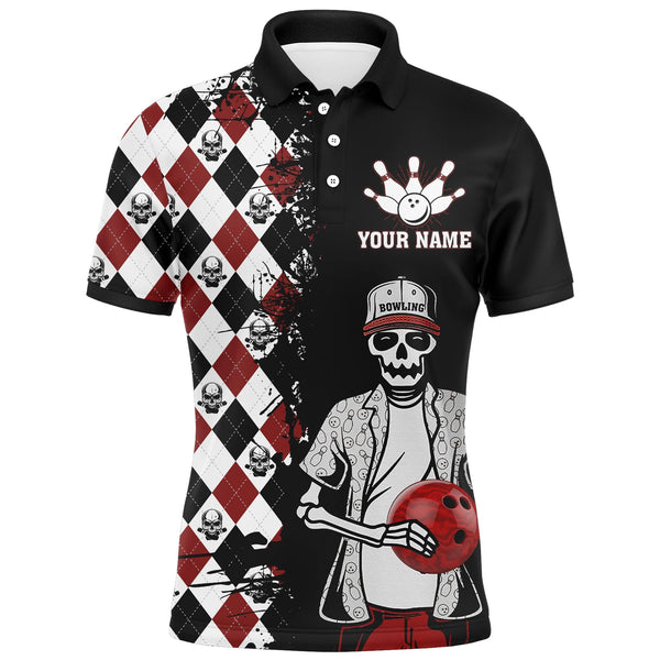 Maxcorners Skull Bowling Pattern Bowler Team Customized Name And Team Name 3D Shirt