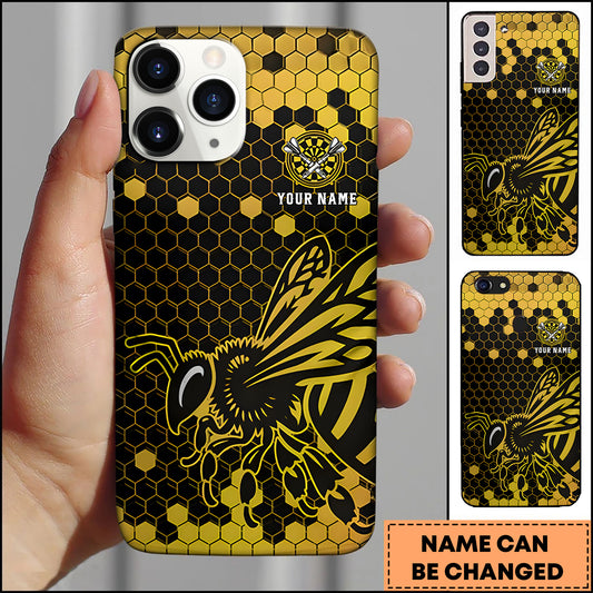 Maxcorners Darts Hornet Bee Honeycomb Pattern Personalized Name 3D Phone Case