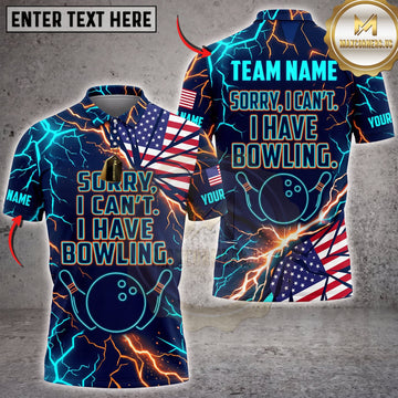 Maxcorners Bowling Blue Lightning Bowling Is How I Roll Personalized Name 3D Unisex Shirt