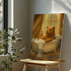 Maxcorners Cozy Bear Bath Canvas – Cute Animal Bathroom Wall Art LM2611