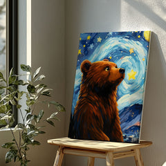 Maxcorners Starry Night Bear Canvas Whimsical Celestial Animal Wall Art LM2611