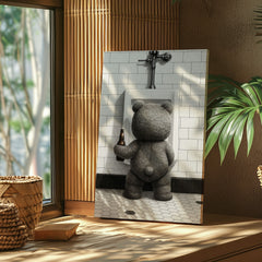 Maxcorners Funny Drunk Bear Canvas Hilarious Bathroom & Man Cave Wall Art LM2611