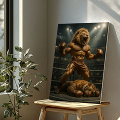 Maxcorners Boxing Lion Champion Canvas Fierce Animal Fighter Wall Art LM2611