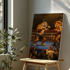 Maxcorners Tiger vs Lion Boxing Canvas Epic Animal Fight Wall Art LM2611