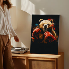 Maxcorners Boxing Bear Canvas Fierce Animal Fighter Wall Art LM2611