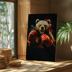 Maxcorners Boxing Bear Canvas Fierce Animal Fighter Wall Art LM2611