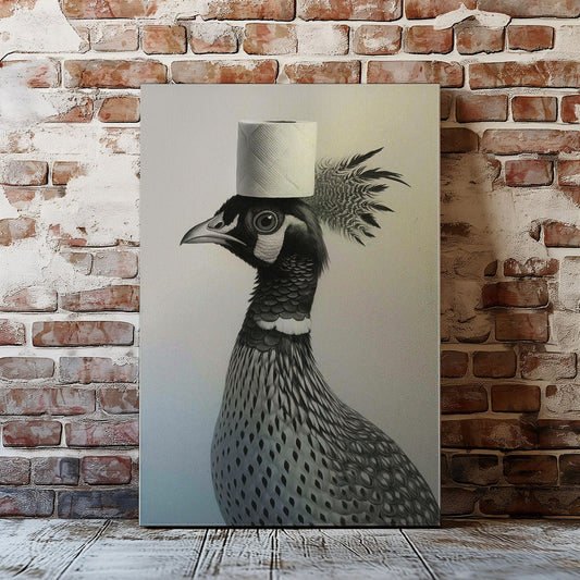 Maxcorners Funny Toilet Paper Bird Canvas Bathroom Wall Art LM2611