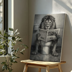 Maxcorners Funny Lion Toilet Canvas Bathroom Wall Art LM2611