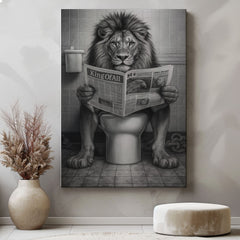 Maxcorners Funny Lion Toilet Canvas Bathroom Wall Art LM2611