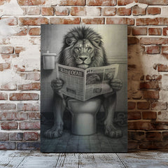Maxcorners Funny Lion Toilet Canvas Bathroom Wall Art LM2611
