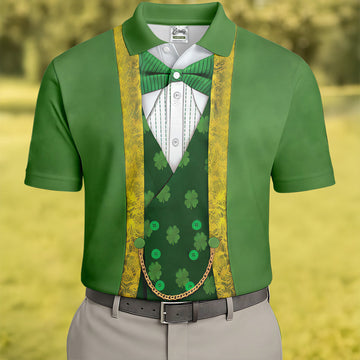 Maxcorners St Patrick's Day Leprechaun Costume Print Golf Tops For Men, Polo Shirts For Men, Golf Shirts For Men