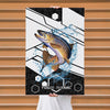 Maxcorners Brown Trout Fishing Tech Carbon Geometry Splash Design Personalized Name 3D Poster