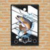 Maxcorners Brown Trout Fishing Tech Carbon Geometry Splash Design Personalized Name 3D Poster