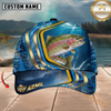 Maxcorners Fishing Blue Gold Wave Design Personalized Name 3D Cap