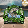 Maxcorners Fishing Green Neon Honeycomb Water Splash Personalized Name 3D Cap (12 Fish Species)
