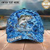 Maxcorners Fishing Blue Honeycomb Water Splash Personalized Name 3D Cap (12 Fish Species)