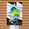Maxcorners Mahi Mahi Fishing Tech Carbon Geometry Splash Design Personalized Name 3D Poster