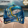 Maxcorners Fishing Blue Gold Wave Design Personalized Name 3D Cap