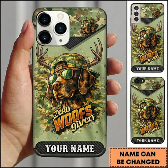 Maxcorners Hunting Deer Wolves Forest Green Camo Personalized Name 3D Phone Case