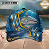 Maxcorners Fishing Blue Gold Wave Design Personalized Name 3D Cap