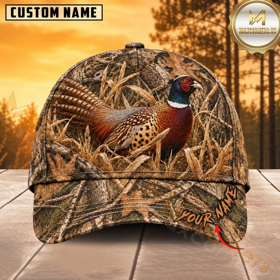 Maxcorners Hunting Wildlife Realistic Autumn Woodland Camo Personalized Name 3D Cap
