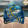 Maxcorners Fishing Blue Gold Wave Design Personalized Name 3D Cap
