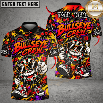 Maxcorners Darts Cartoon Bull & Bullseye Crew Graphic Multicolor Customized Name, Team Name 3D Shirts