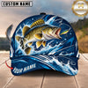 Maxcorners Fishing Graphic Ocean Waves Water Splash Angler Customized Name 3D Cap