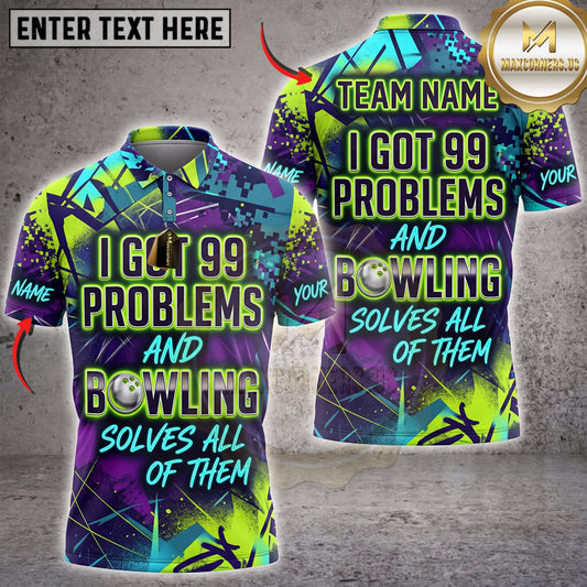 Maxcorners Bowling Neon 99 Problems Bowling Solves All Personalized Name 3D Unisex Shirt