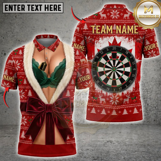 Maxcorners Darts Christmas Elf Costume Classic Dartboard Personalized Name 3D Unisex Shirt