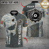 Maxcorners Billiards 8 Ball Punisher Skull Camo Round Logo Personalized Name Shirt (4 Colors)