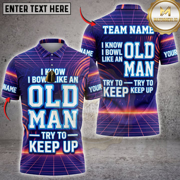 Maxcorners Bowling Purple Neon I Bowl Like An Old Man Keep Up Personalized Name 3D Unisex Shirt