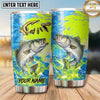 Maxcorners Fishing Tumbler Lime Yellow Abstract Camouflage Design Personalized Name Tumbler (13 Species)