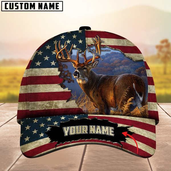 Maxcorners Premium Unique Collab Deer Hunting Camouflage Pattern Multicolor Personalized Name 3D Cap