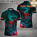 Maxcorners Bowling Eagle Neon Style Multicolor Customized Name, Team Name 3D Shirts