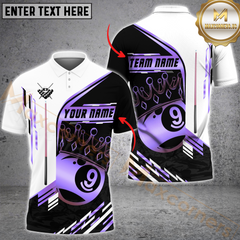 Maxcorners Billiard 9-Ball Pool Champion Golden Multicolor Customized Name, Team Name 3D Polo Shirt