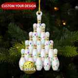 Maxcorners Yellow Bowling Balls Personalized Christmas Ornament, Gift For Bowling Club Members MT1611