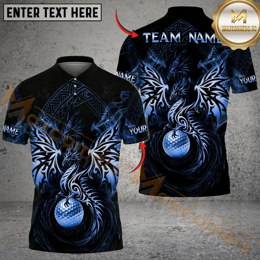 Maxcorners Dragon Fairway Golf Polo Customized Name, Team Name 3D Shirts (4 Colors)