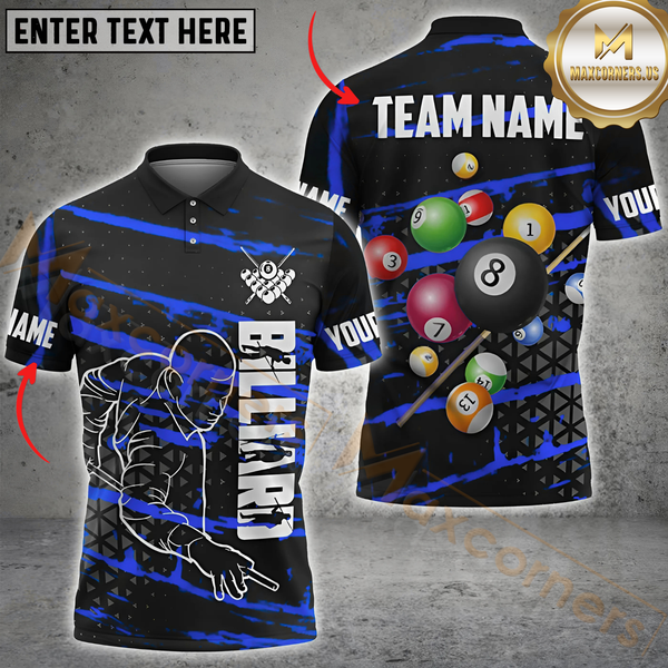 Maxcorners Billiard Mastershot Multicolor Customized Name, Team Name 3D Shirts
