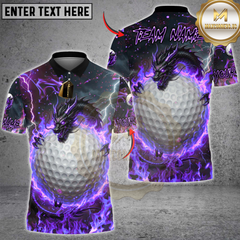 Maxcorners Golf Fire Dragon & Golf Ball Multicolor Customized Name, Team Name 3D Shirts