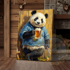 Maxcorners Panda Beer Canvas Wall Art - Funny Animal Pub Decor Print
