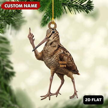 Maxcorners Woodcock Hunting Middle Finger Gesture Personalized Bird Hunting Gift Customized Name 3D Keychain And Ornament