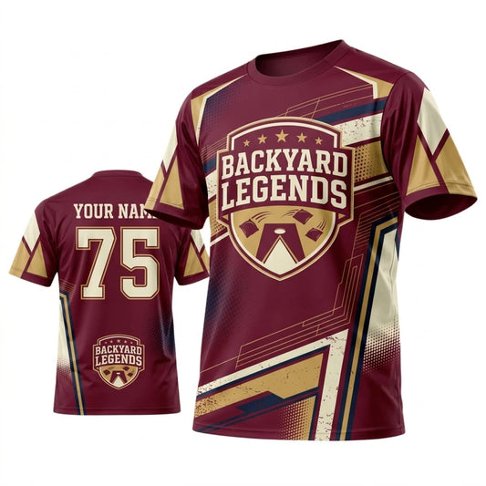 Maxcorners Cornhole Backyard Legends Maroon Gold Personalized Name 3D Unisex Shirt