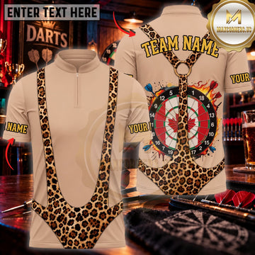 Maxcorners Darts Funny Leopard Print Necklace Body Canadian Maple Leaf Dartboard Personalized Name 3D Unisex Shirt