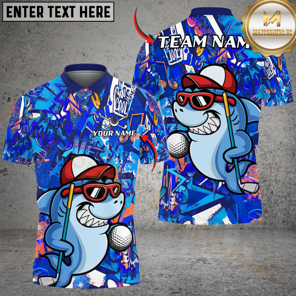 Maxcorners Golf Graffiti Funny Shark Multicolor Customized Name, Team Name 3D Shirts