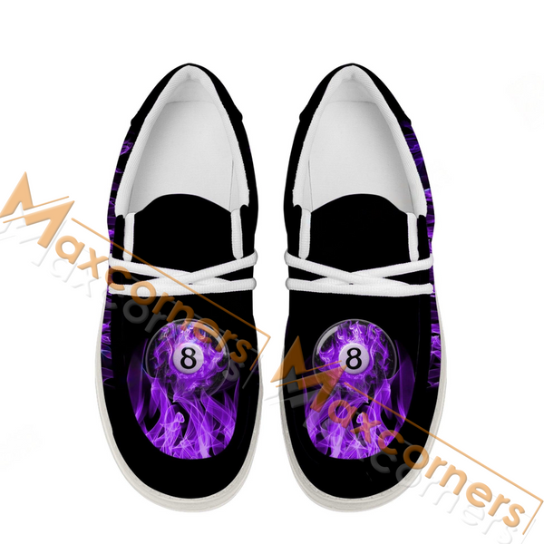 Maxcorners Billiard Ball 8 Purple Heavenly Flame Personalized Name Canvas Loafer Shoes