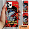Maxcorner Fishing Jumping Water Fisherman Silhouette Personalized Name 3D Phone Case (10 Fish Species)